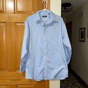 Chaps Light Blue Dress Shirt 17 32/33 Non Iron 100% cotton Regular Fit